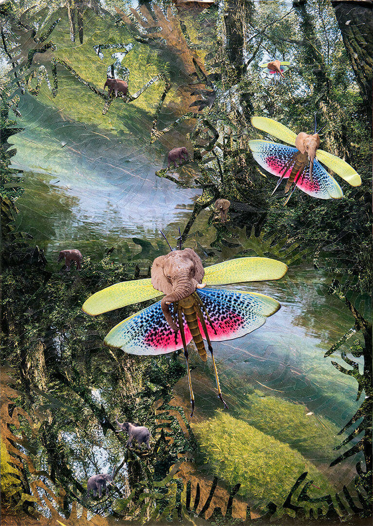 Papier Collage Elefantflyers